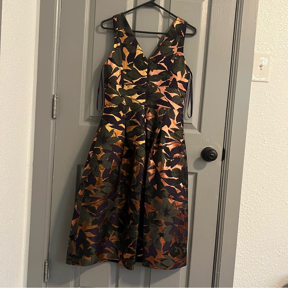 Carlisle Collection Purple and Gold Patterned Midi Dress - Picture 5 of 6